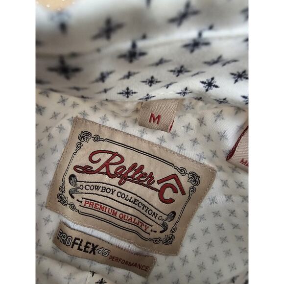 Rafter C Cowboy Collection Pro Flex 45 Performance Medium White Geometric Shirt - Picture 15 of 15